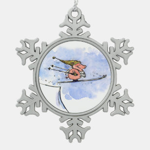 Hogevliegende skipomp Kunst voor dieren Tin Sneeuwvlok Ornament
