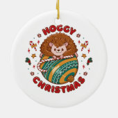 Hoggy Christmas Hedgehog Keramisch Ornament (Achterkant)