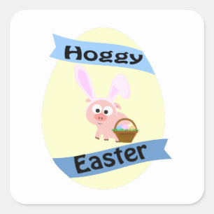 Hoggy Easter Pig Vierkante Sticker