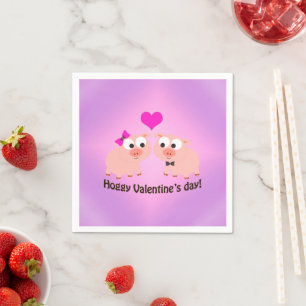 Hoggy Valentijnsdag Pig Love Pun Servet