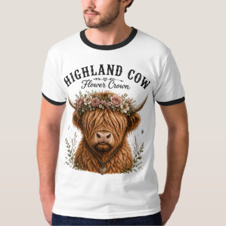 Hogland Koe Bloemenkroon Cottagecore Grafisch Ontw T-shirt