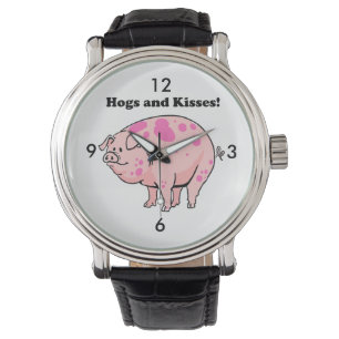 Hogs and Kisses Leuke Varken Hog Cartoon Horloge