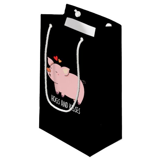 Hogs en Kisses Funny Hog Pig Dark BG Klein Cadeauzakje (Voorkant Gekanteld)