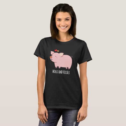 Hogs en Kisses Funny Hog Pig Dark BG T-shirt (Voorkant volledig)