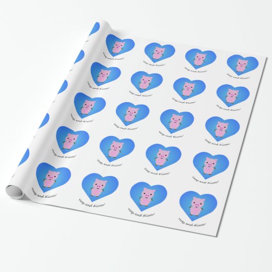 Hogs en Kisses Pig Cadeaupapier (Uitgerold)