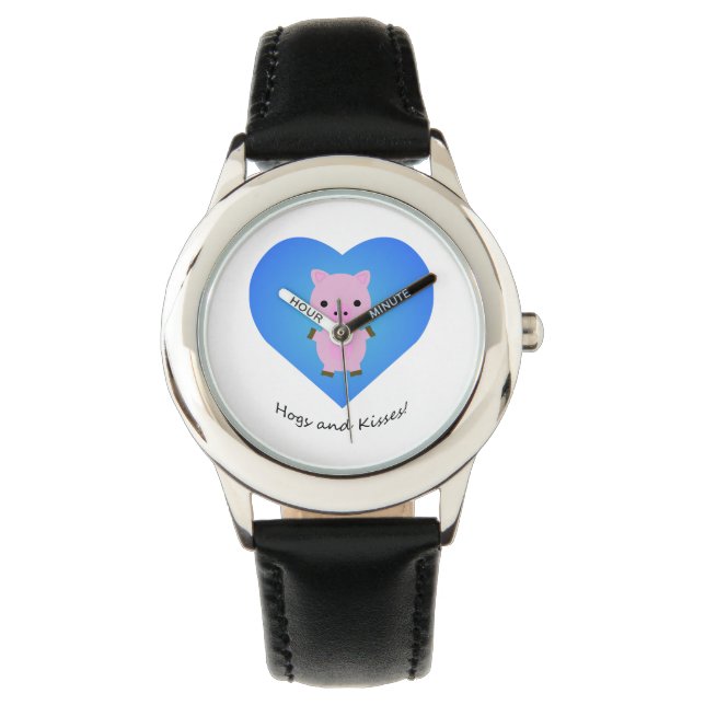 Hogs en Kisses Pig Horloge (Voorkant)