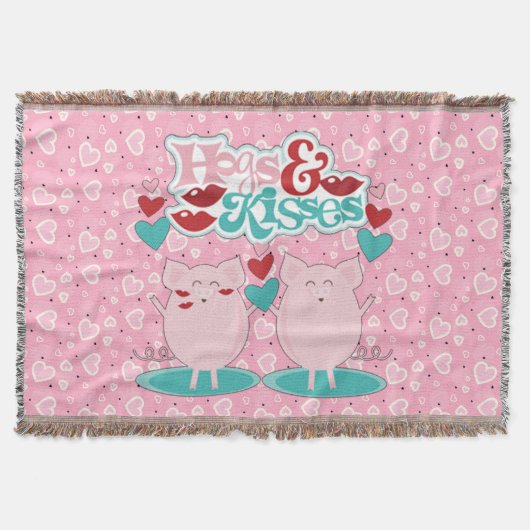 Hogs en Kisses Sweet Hearts Valentijn Deken (Voorkant)