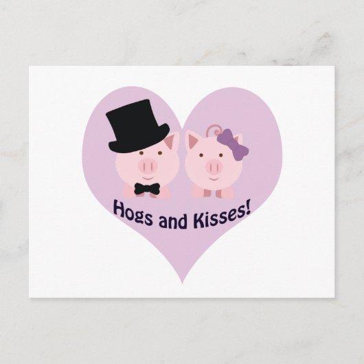 Hogs en kussen! briefkaart (Voorkant)