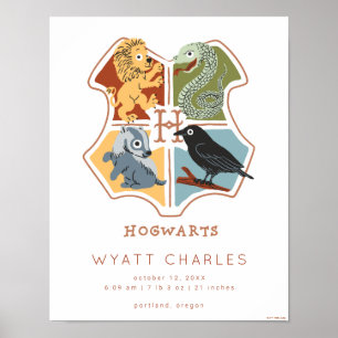 HOGWARTS™ Cartoon Baby geboorte Stats Poster