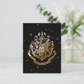 HOGWARTS™ Glanzend Gouden Wapen Feestdagenkaart (Staand voorkant)