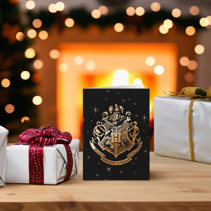 HOGWARTS™ Glanzende Gouden Crest Feestdagen Kaart