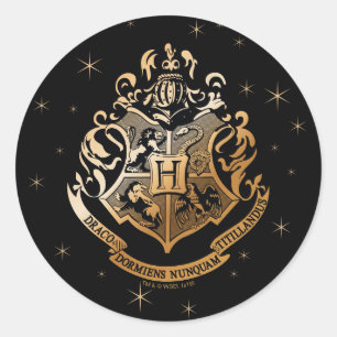 HOGWARTS™ Glanzende Gouden Crest Ronde Sticker