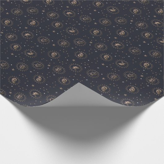 Hogwarts House Crests Constellation Pattern Cadeaupapier (Hoek)