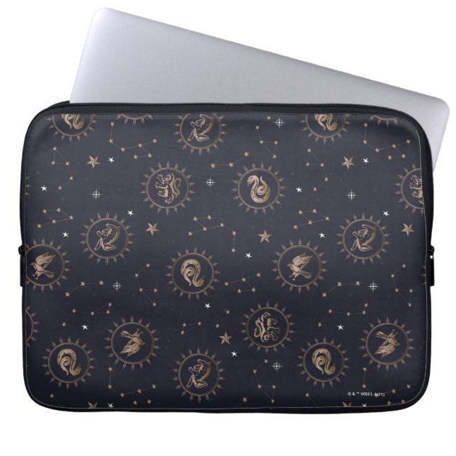 Hogwarts House Crests Constellation Pattern Laptop Sleeve (Voorkant)