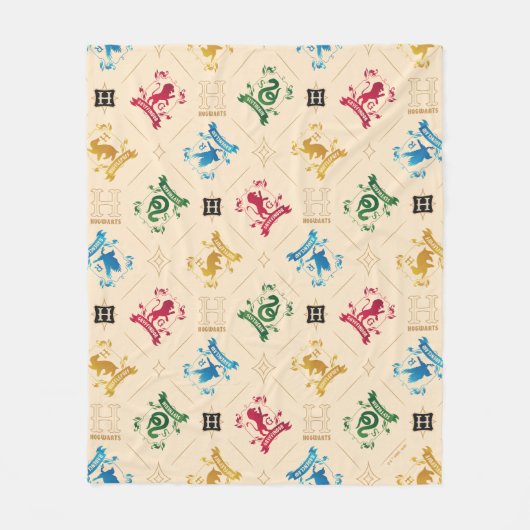  HOGWARTS™ House Crests Pattern Fleece Deken (Voorkant)