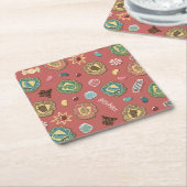 HOGWARTS™ Houses Holiday Cookie Pattern Vierkante Kartonnen Onderzetter (Schuin)