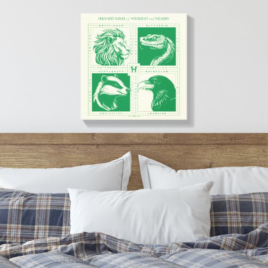 HOGWARTS™ Huisdieren Grid Canvas Afdruk (Insitu (Slaapkamer))