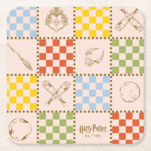 HOGWARTS™ QUIDDITCH™ Team Checker Patroon Vierkante Kartonnen Onderzetter