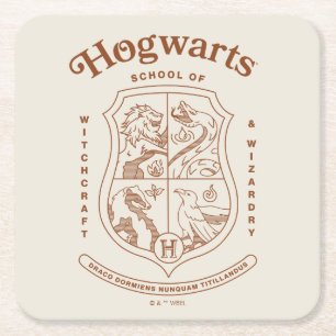 HOGWARTS™ School of Witchcraft and Wizardry Wapen Vierkante Kartonnen Onderzetter