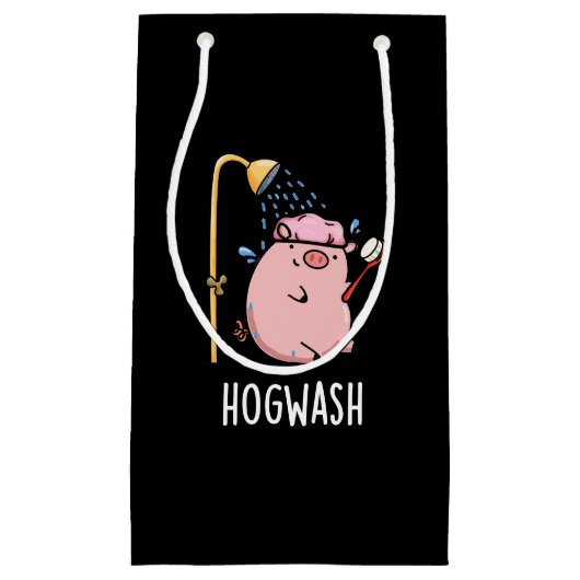 Hogwash Funny Pig Pun Dark BG Klein Cadeauzakje (Voorkant)