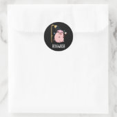 Hogwash Funny Pig Pun Dark BG Ronde Sticker (Tas)