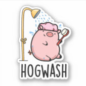 Hogwash Funny Pig Pun Sticker (Voorkant)
