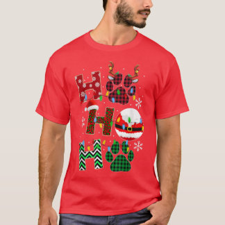 HoHoHo Dog Paw Kerstmis Pajama Cute Holiday Dog L T-shirt