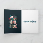 HoHoHo Holly Branches Sucre de canne carte de Noël (Intérieur)