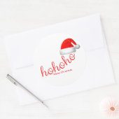 HoHoHo Kerst Pet Rood Wit Ronde Sticker (Envelop)