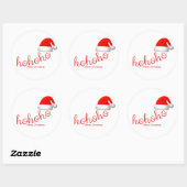 HoHoHo Kerst Pet Rood Wit Ronde Sticker (Vel)