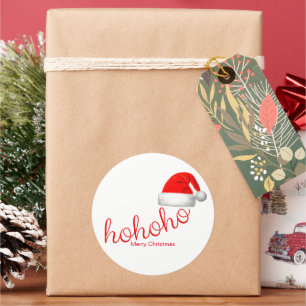 HoHoHo Kerst Pet Rood Wit Ronde Sticker