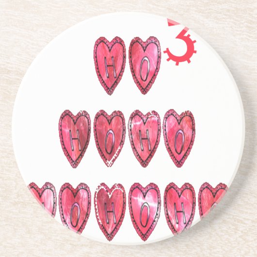 Hohoho! Kerstliefde desi Zandsteen Onderzetter (Voorkant)