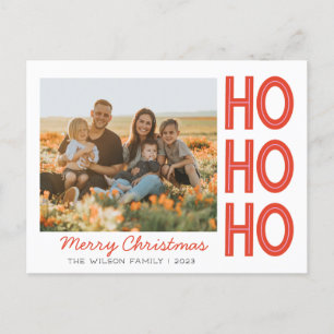 HoHoHo Kerstmis Familie Fotokaart Aangepast Feestdagenkaart
