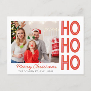 HoHoHo Kerstmis Familie Fotokaart Aangepast Feestdagenkaart