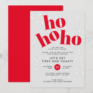 Hohoho Laten we Tipsy en Toasty Christmas Party kr Feestdagenkaart