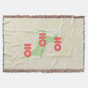 hohoho rood groen vintage kerst rendier deken