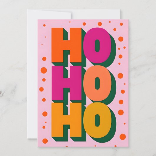 HOHOHO Roze Kerst Kaart (Voorkant)