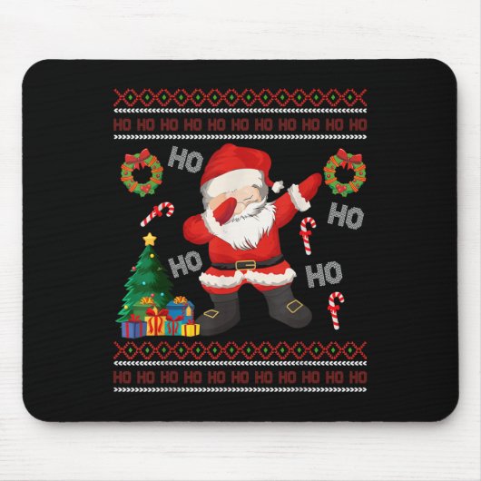 Hohoho Santa Claus Dabbing Ugly Christmas Sweater Muismat (Voorkant)