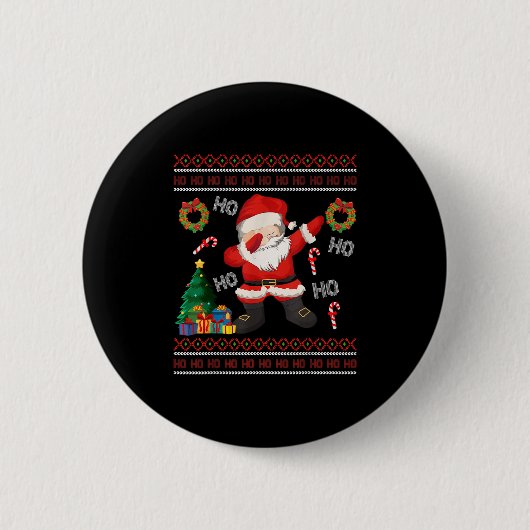 Hohoho Santa Claus Dabbing Ugly Christmas Sweater  Ronde Button 5,7 Cm (Voorkant)