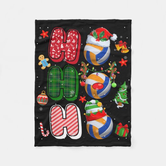 Hohoho Santa Elf Rendier Volleybal Xmas Tree Lig Fleece Deken (Voorkant)