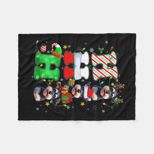 Hohoho Schnauzer Dog Santa Elf Pet Rendier Christ Fleece Deken (Voorkant (Horizontaal))