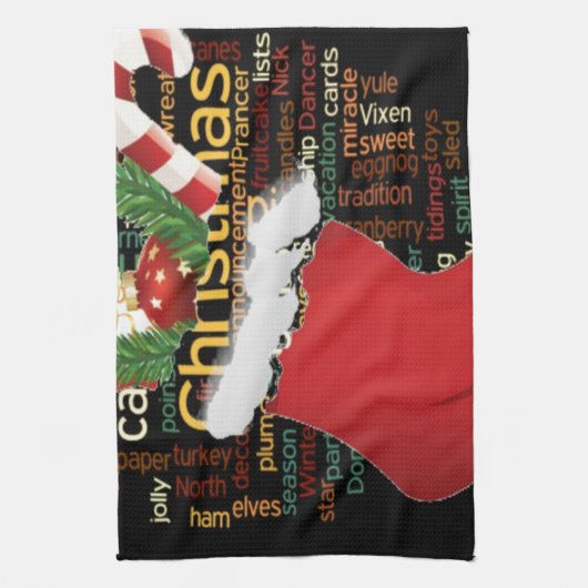 HoHoHo! Vrolijk kerstfeest en een gelukkig nieuwja Theedoek (Verticaal)