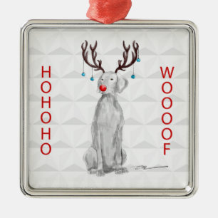 HOHOHOWOOOF WEIMARANER ORNAMENT