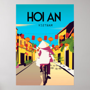 HOi An Town Vietnam travel poster  Bicycle