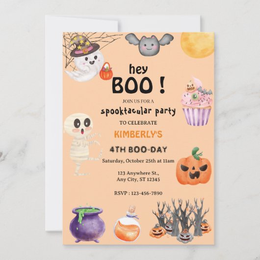 Hoi Boe! Halloween spookachtige verjaardag Kaart (Voorkant)