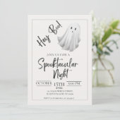 Hoi Boo! Minimale uitnodiging van de Halloween-par (Staand voorkant)