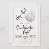 Hoi Boo! Minimale uitnodiging van de Halloween-par (Voorkant / Achterkant)