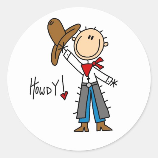 Hoi! Cowboy Stick Figuur Sticker (Voorkant)