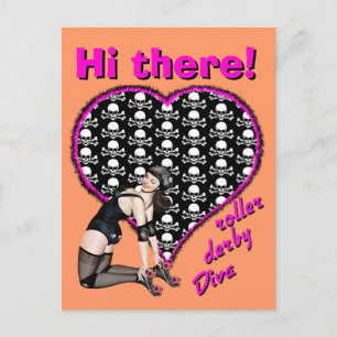Hoi daar! roller derby Diva Briefkaart