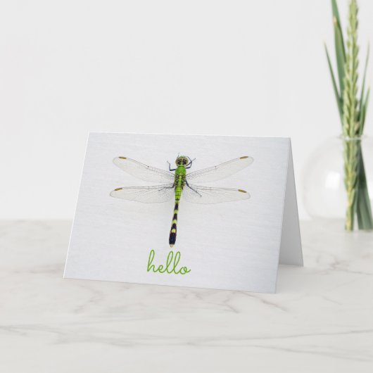 Hoi en Hallo met Dragonfly op Wall Outside House Kaart (Voorkant)